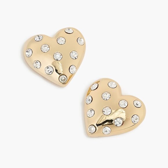 J. Crew Pavé Puffy Heart Bauble Earrings/NWT - Picture 1 of 11